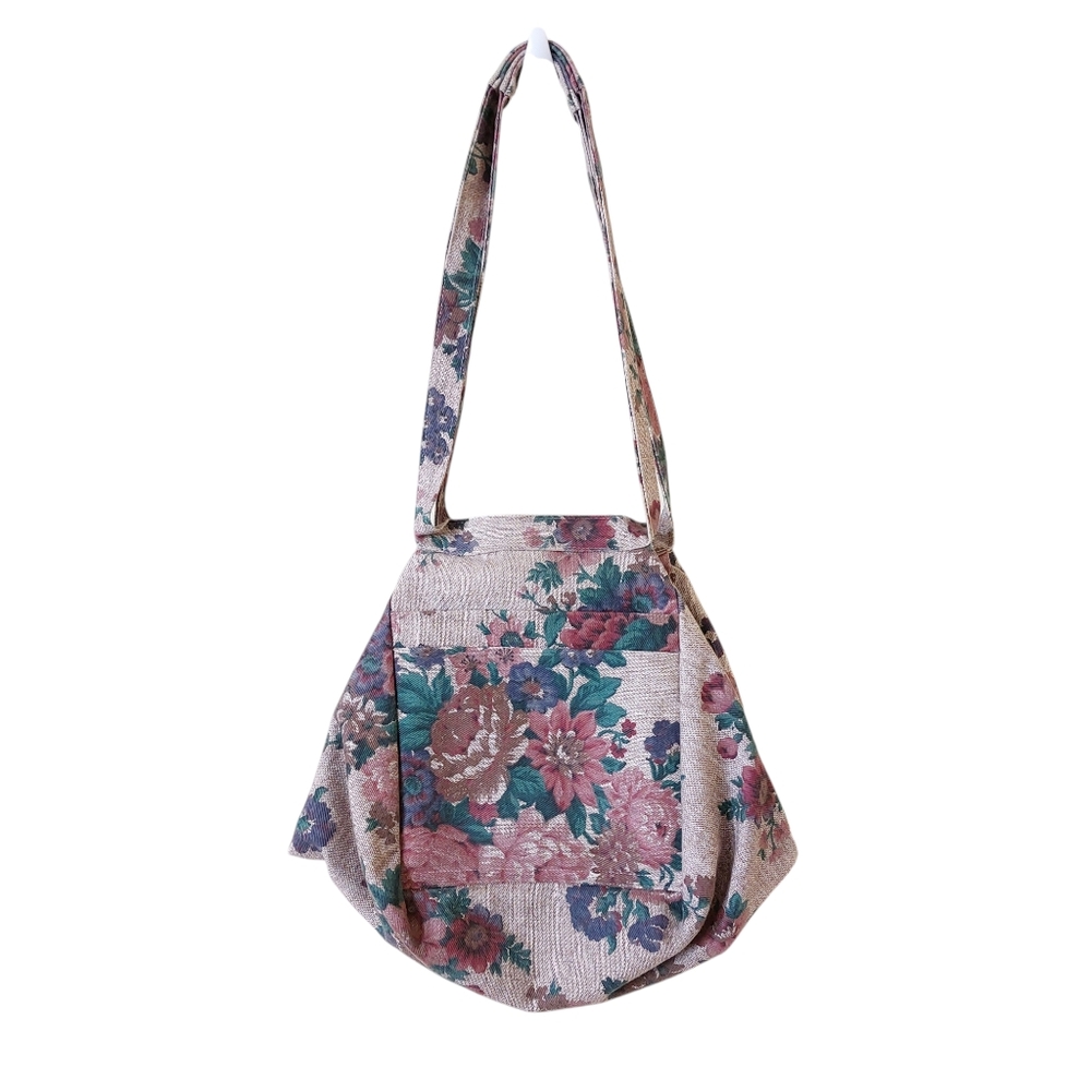 Vintage Romantic Floral Rose Tapestry Dual Strap Shoulder Handbag Purse